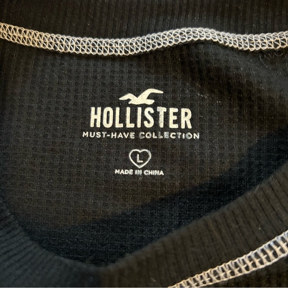 “Hollister” waffle cropped top w/raw edge & contrast stitching -jr sz L - Picture 7 of 13